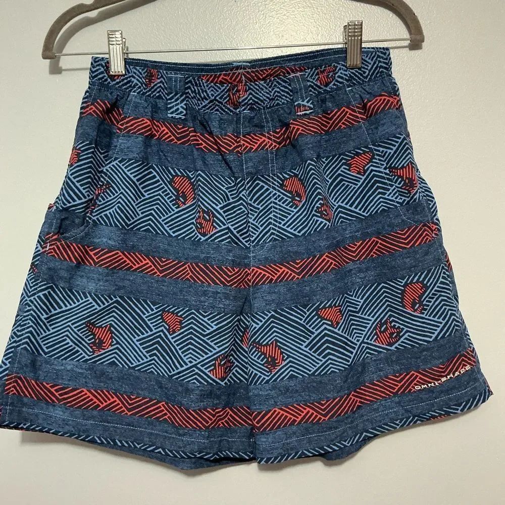 Columbia Patterned Blue and Red men’s swim shorts no liner size S